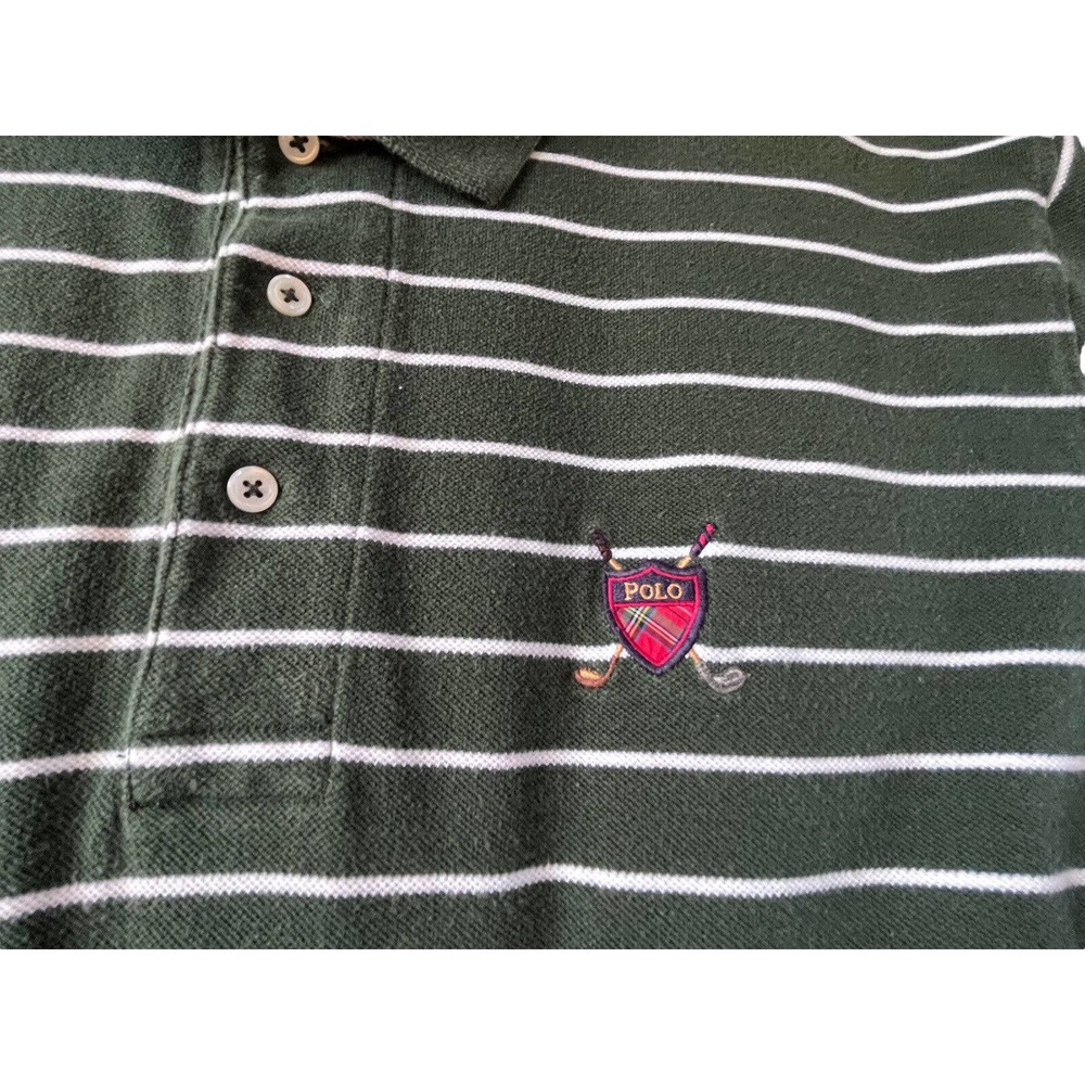 VTg Polo Ralph Lauren Shirt XL Green Stripe Men's Short Sleeve Golf Logo - Picture 4 of 6